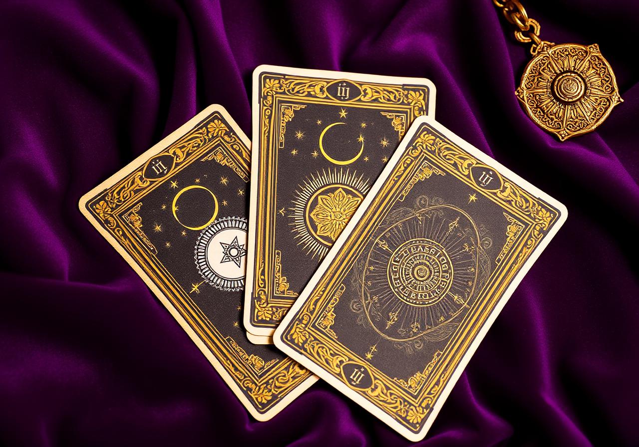 Cartas de tarot ornamentadas com bordas douradas